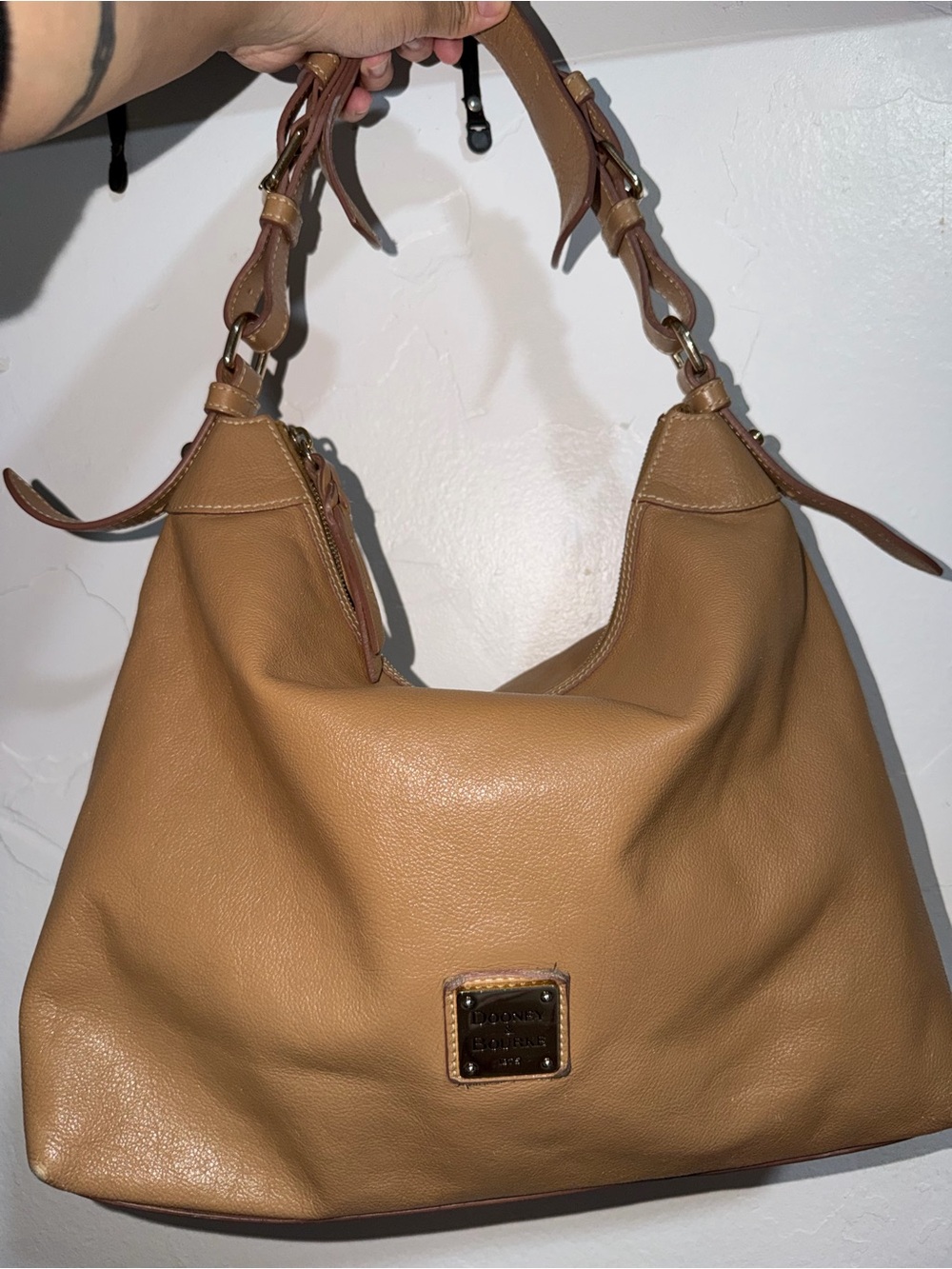 Dooney & Bourke Cognac Leather Shoulder Hobo Bag